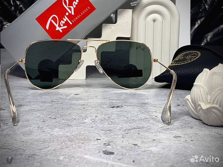 Очки Ray Ban Aviator золотые