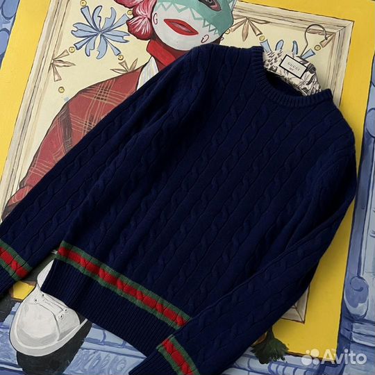 Синий свитер Gucci