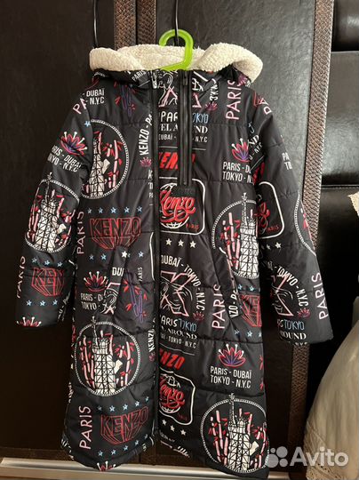 Плащ- пуховик зимний для девочки Kenzo оригинал