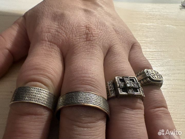 Кольца серебряные разных размерлв спаси и сохрани