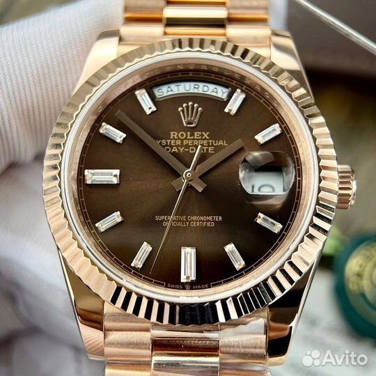 Часы rolex daydate 40mm rosegold chocolade