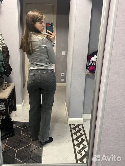 Джинсы 44-46 серые