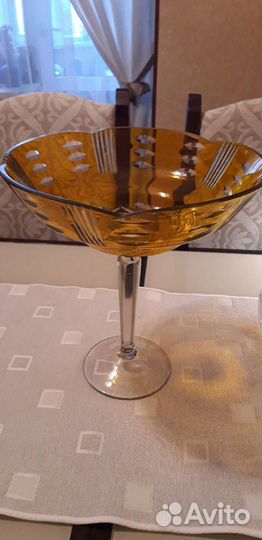 Ваза для фруктов на ножке стекло СССР