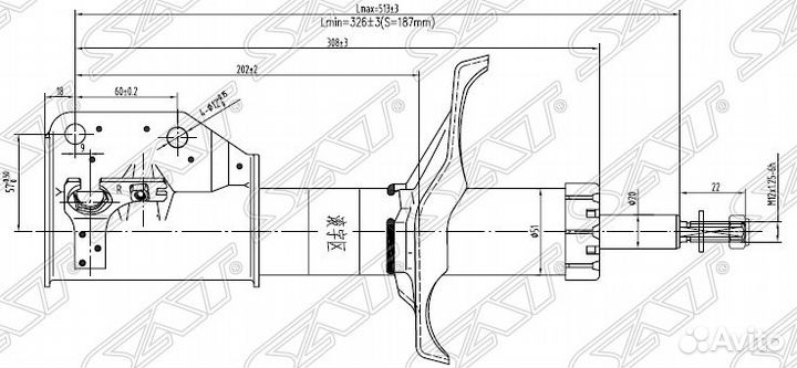 Стойка передняя mazda familia/323 98-05 RH