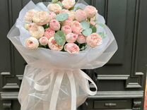 Букет пионовидных розовых роз