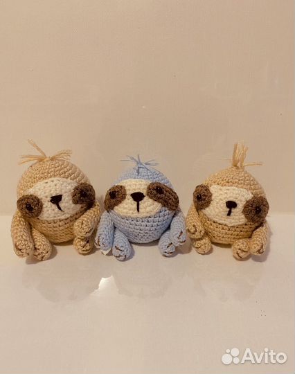 Вязаные ленивцы, таксы, черепашки, улитка