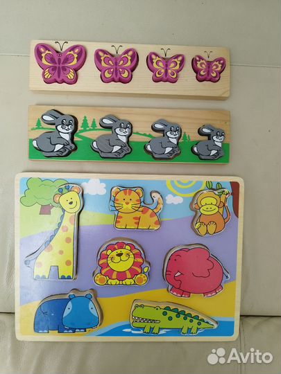 Деревянные пазлы вкладыши, детские игрушки