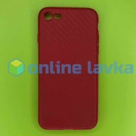 Чехол силикон карбон для iPhone 7, 8, SE2 Red