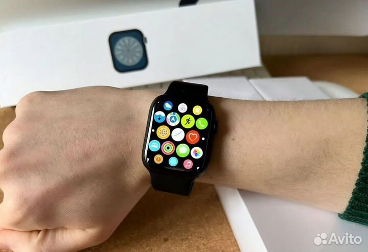 Смарт часы apple watch 8/9 45 mm с яблоком