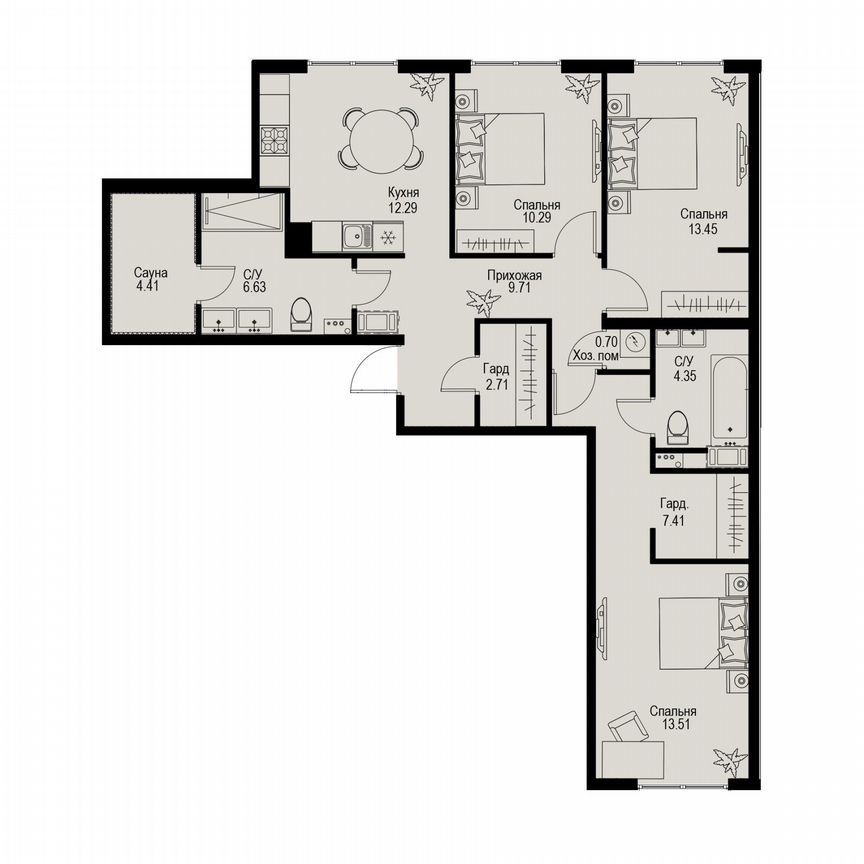 3-к. квартира, 85,5 м², 3/6 эт.