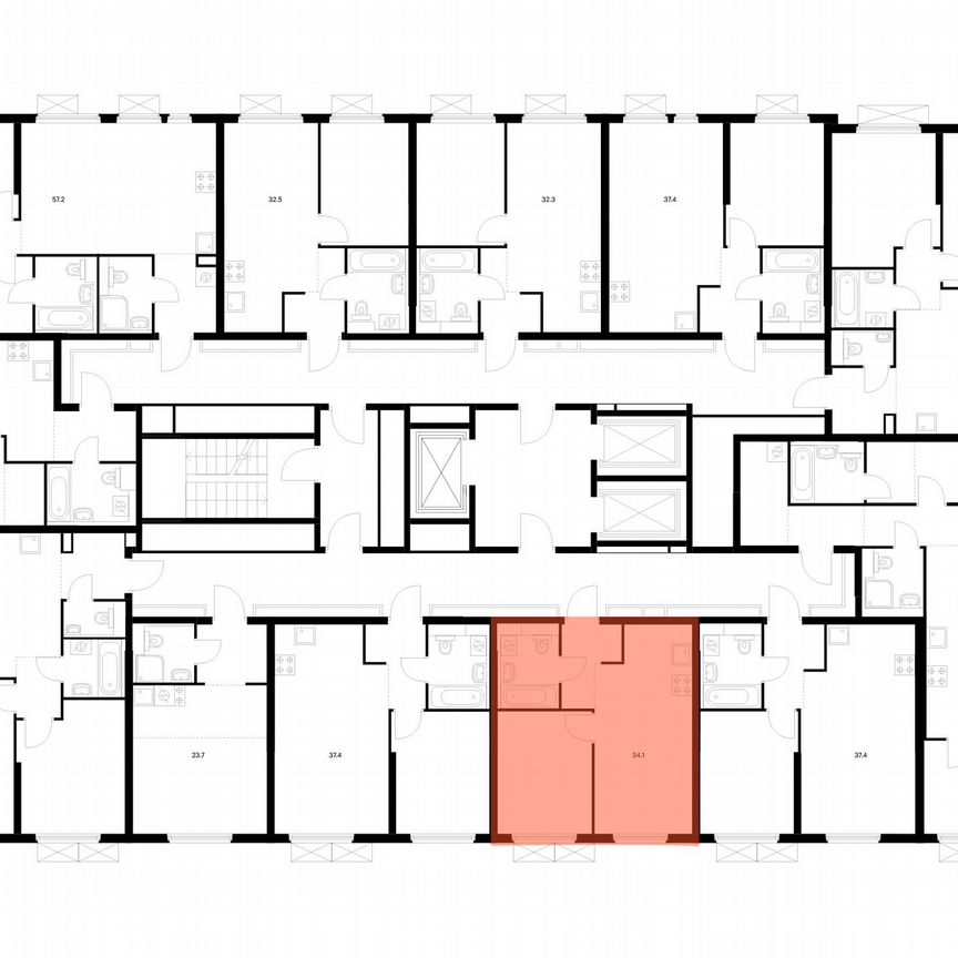 1-к. квартира, 34,1 м², 12/25 эт.