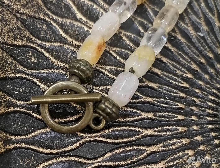 Бусы из цитрина и дымчатого кварца