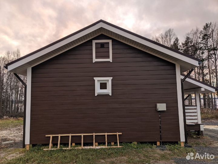 Одноэтажный каркасный дом 6х9 м. с террасой 2х6