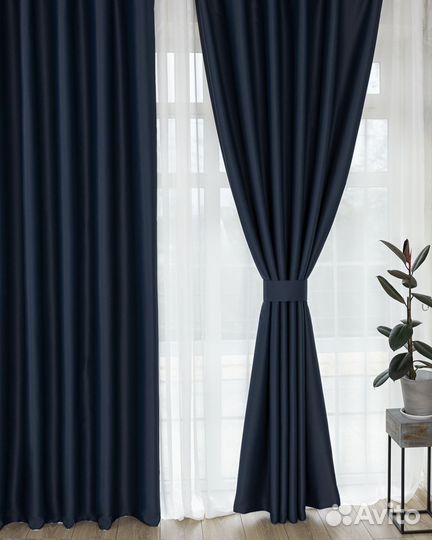 Шторы блэкаут марсель индиго готовые и на заказ