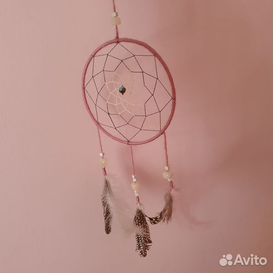 Ловец снов из натуральных материалов / розовый