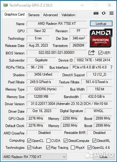 Видеокарта amd rx7700xt