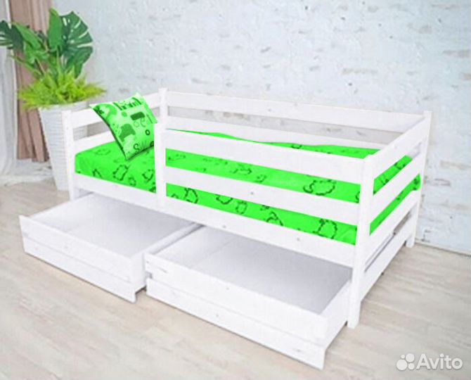 Кроватка для малыша с бортиком софа эко из натурал