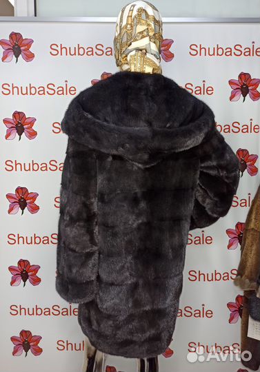 Шуба норковая новая 42 44 46 с капюшоном серая
