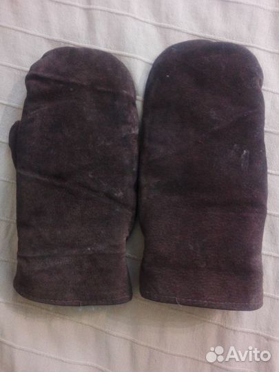 Варежки зимнии из натуральной замши и меха