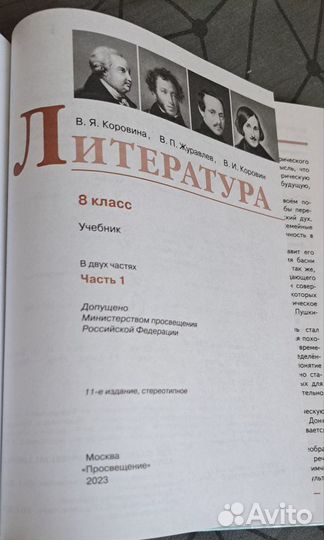 Литература учебник 8 класс 2 части