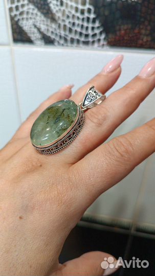 Серебро, кольцо и подвес с принитом