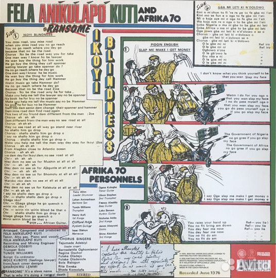 Пластинка Fela Anikulapo Kuti & Afrika 70 Ikoyi