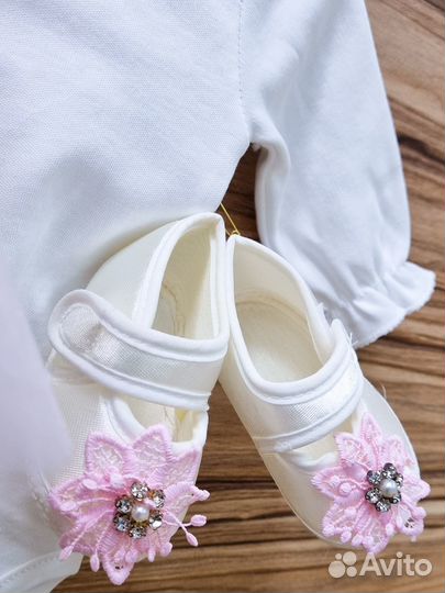 Комплект на выписку платье нарядное Турция