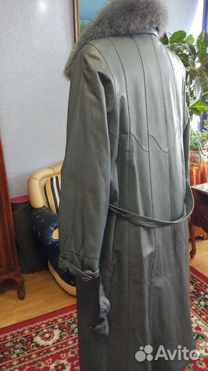 Кожаный плащ женский размер 44 46