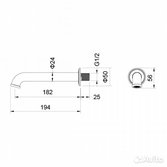 Излив aquatek классик 182мм пол.зол. AQ1541PG