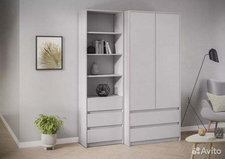 Шкаф Айден + стеллаж серый быстрая доставка