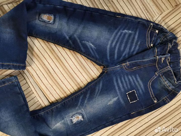 Джинсовые брючки для девочки утепленные