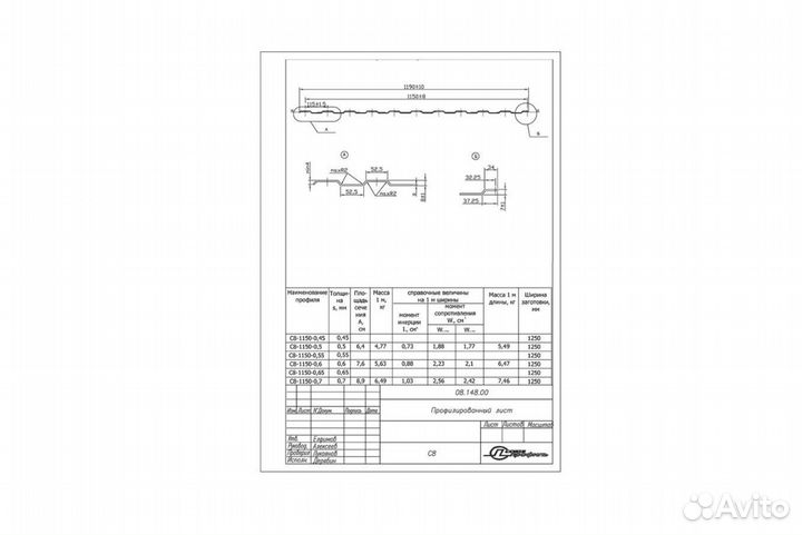 Профнастил С8 1,2х2 м 0,45 мм оцинкованный