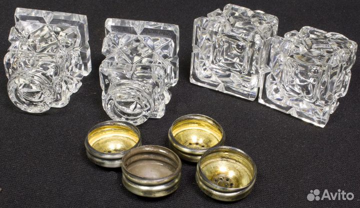 Набор баночек для специй, хрусталь, серебро 925 пр