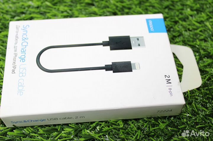Дата-кабель USB Deppa 8-pin 2м Черный (арт: 0043)