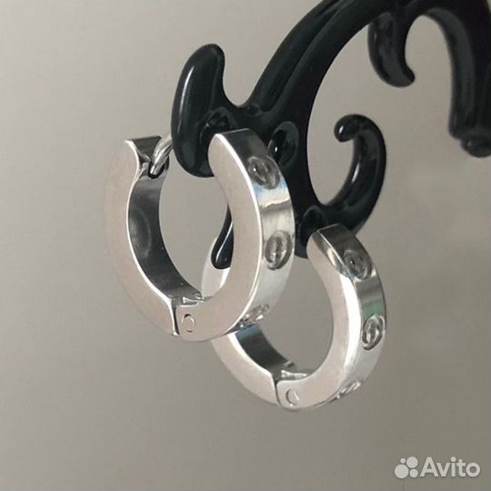 Серьги кольца стиль Cartier Love Картье