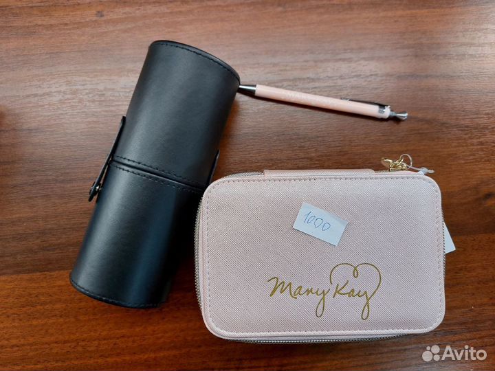 Тубус для кистей и косметичка-кейс с зеркалом