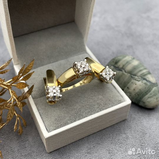 Золотой гарнитур бриллианты 0,69 карата 585