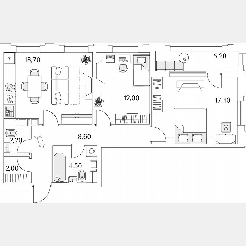 2-к. квартира, 20,4 м², 11/13 эт.