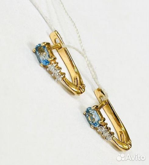 Серьги с синтетическим камнем Золото
