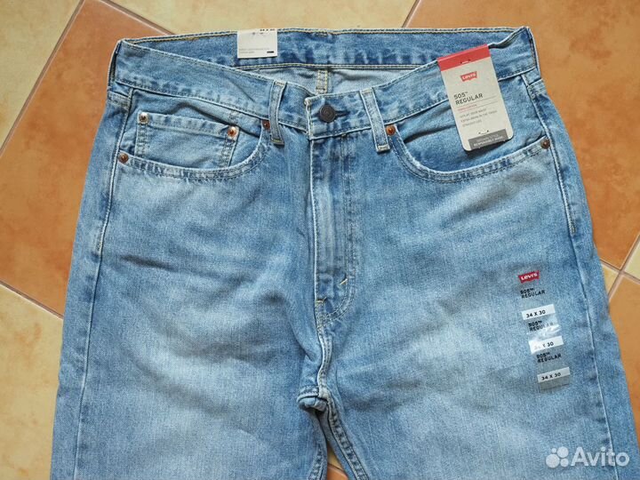 Джинсы тонкие Levi's 505 Regular Fit 34w 30l