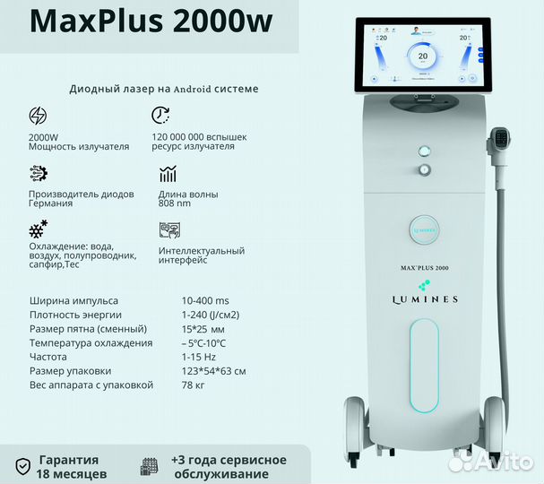 Диодный лазер для эпиляции Лю'Минес MaxPlus 2000