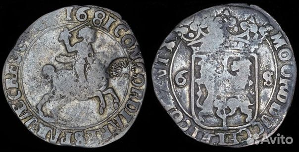 6 стюверов 1681 г.провинции Гелдерн с надчеканом