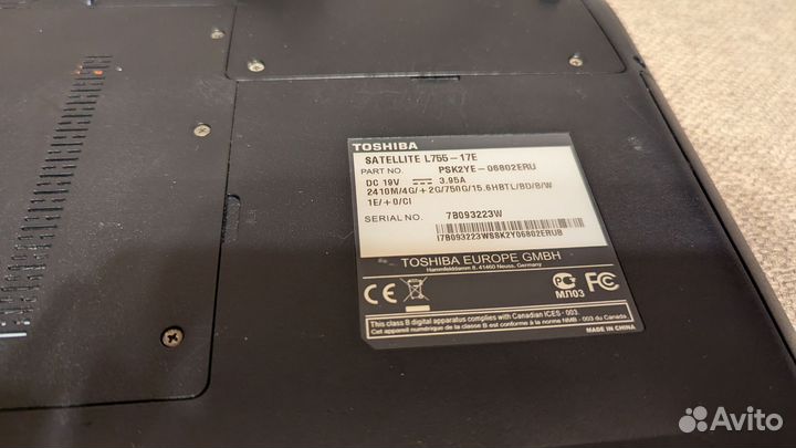 Ноутбук toshiba satellite l775 - 17e