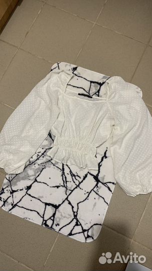 Блуза топ с пышними рукавами