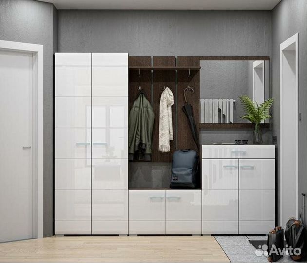Прихожая Вегас 2.40 белый глянец