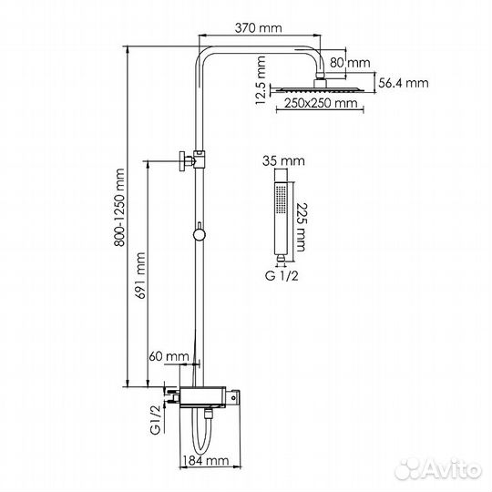 Душевая стойка wasserkraft A114.255.218.CB Thermo