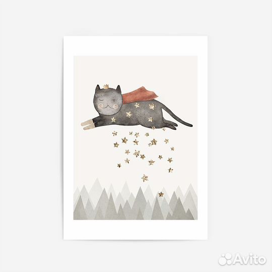 Постер с летающим котом, Звездопад