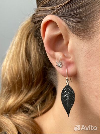 Серебрянные серьги, гвоздики, завитушки, спираль