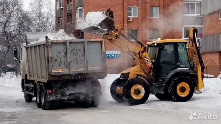 Уборка и вывоз снега аренда экскаватор-погрузчик