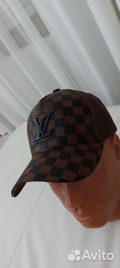 Кепка бейсболка Louis vuitton кожа + сетка lux